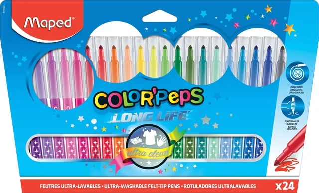 Viltstift Maped ColorPeps Long Life set 24 kleuren
