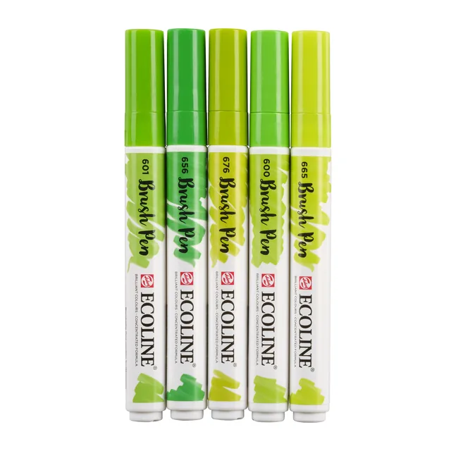 Brushpen Talens Ecoline set 5 stuks groen