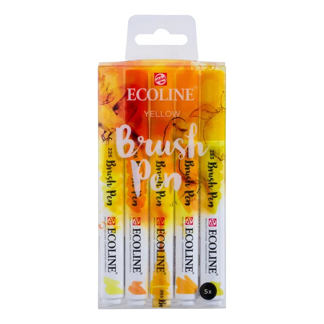 Brushpen Talens Ecoline set 5 stuks geel