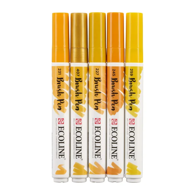 Brushpen Talens Ecoline set 5 stuks aarde