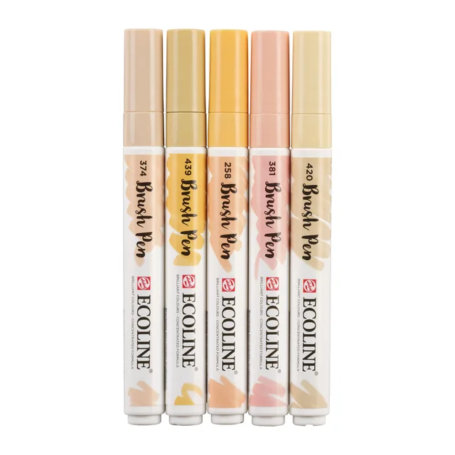 Brushpen Talens Ecoline set 5 stuks beige roze
