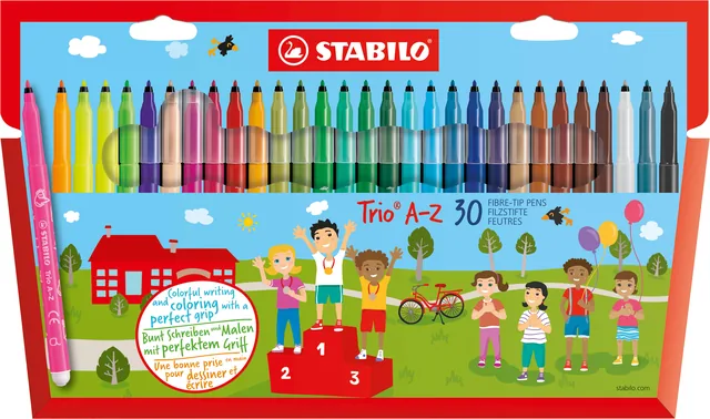 Viltstift STABILO Trio A-Z 378/30 30st assorti