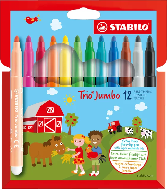 Viltstift STABILO Trio Jumbo 380/12 XL 12st ass