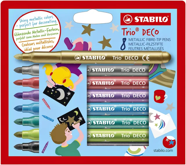 Viltstift STABILO Trio deco 377/8 metallic 8st ass