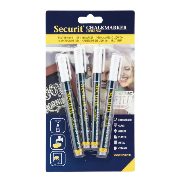 Krijtstift Securit SMA-100 rond wit 1-2mm 4st