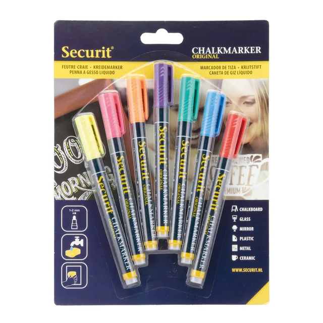 Krijtstift Securit SMA-100 rond ass 1-2mm 7st ass