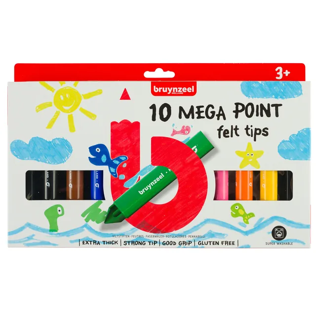 Viltstift Bruynzeel Kids Mega Point 10st ass