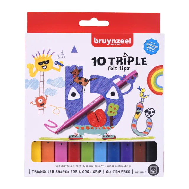 Viltstift Bruynzeel Kids Triple 10st assorti