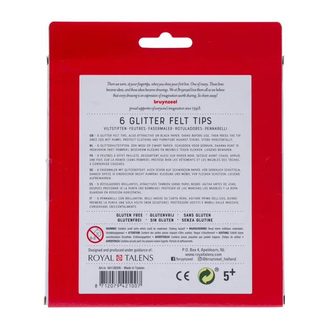 Viltstift Bruynzeel Kids 6st ass glitter