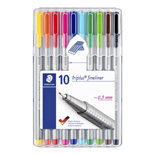 Fineliner Staedtler triplus 334 0.3mm ass 10st