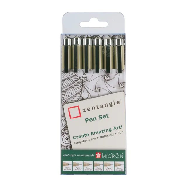 Tekenset Sakura Zentangle set 6 pennen zwart
