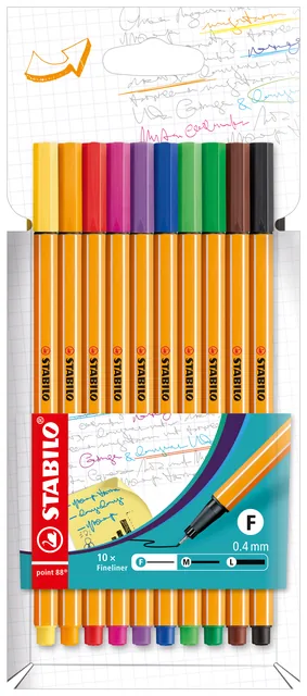 Fineliner STABILO point 88/10 F ass 10st