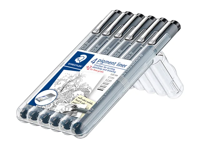 Fineliner Staedtler pigment 308 ass schrijfbr zw