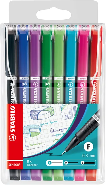 Fineliner STABILO Sensor 189/8 F ass 8st