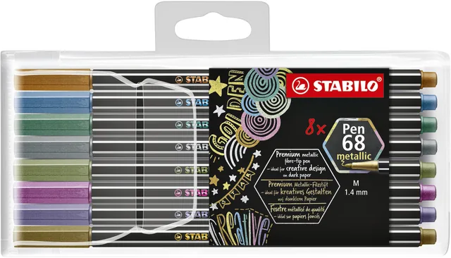 Viltstift STABILO Pen 68/8 M metallic ass 8st