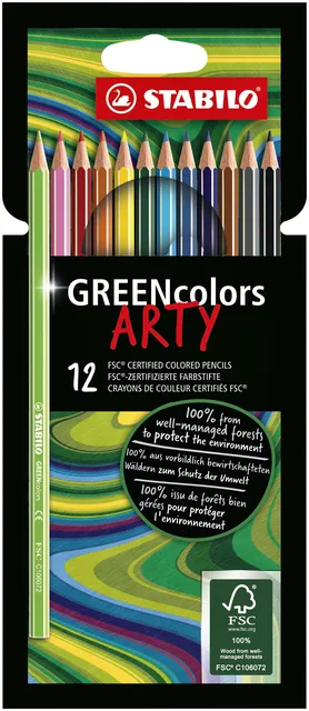 Kleurpotlood STABILO 6019 GREENcolors Arty 12st