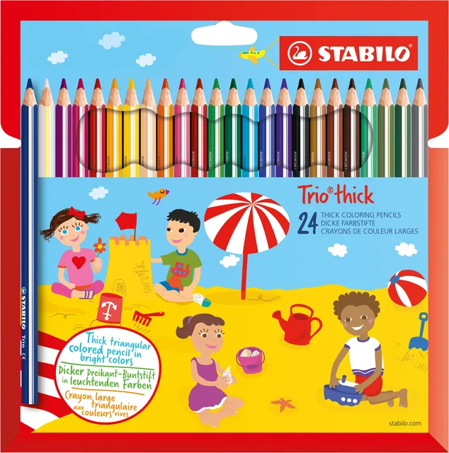 Kleurpotlood STABILO 203  Trio dik 24st assorti