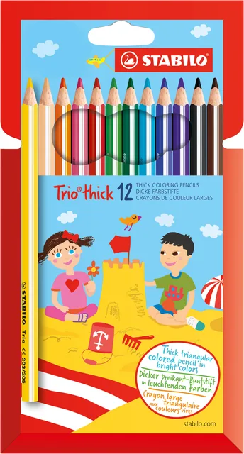 Kleurpotlood STABILO 203 Trio dik 12st assorti