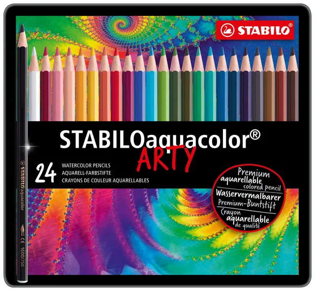 Kleurpotlood STABILO 1624 aquacolor blik 24st ass