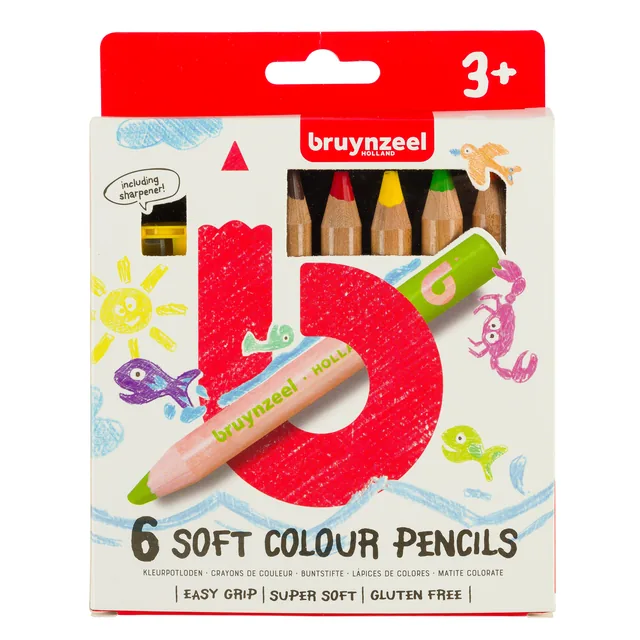 Kleurpotlood Bruynzeel Kids met slijper 6st ass