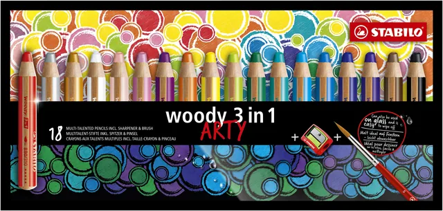 Kleurpotlood STABILO 880 woody 3 in 1 Arty 18st