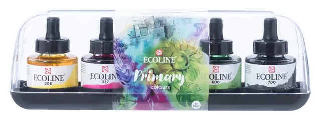 Inkt Talens Ecoline met pipet primary set a 5 ass