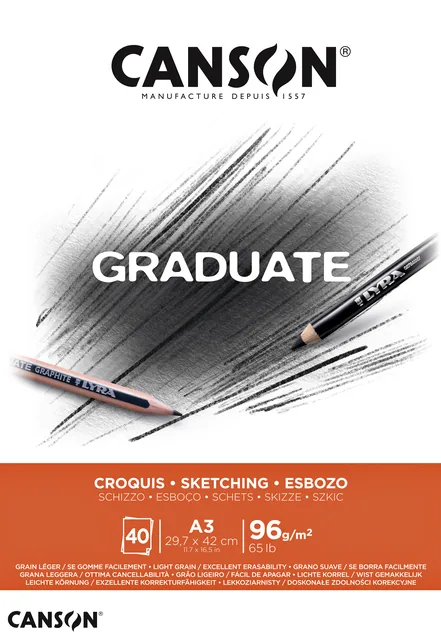 Schetspapier Canson Graduate Sketch 96gr A3 wit