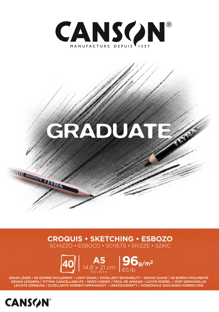 Schetspapier Canson Graduate Sketch 96gr A5 wit