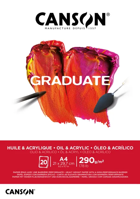 Schilderpapier Canson Graduate 20vel 290gr A4 wit