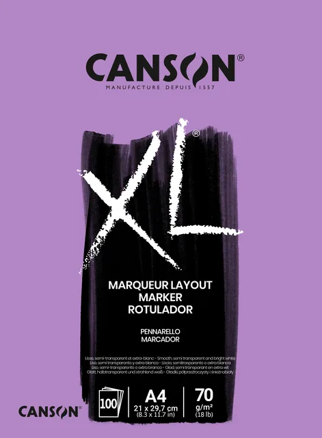 Markerpapier Canson XL Marker 70gr A4 extra wit