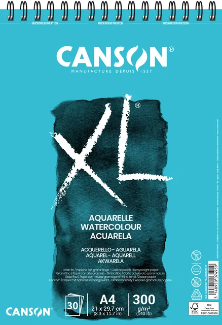 Aquarelpapier Canson XL 30vel 300gr A4 wit