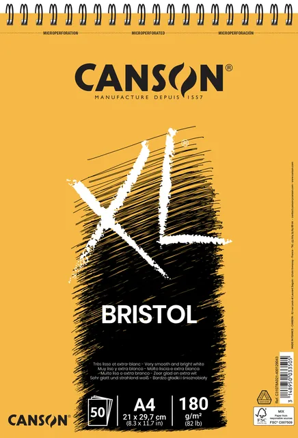 Bristolpapier Canson XL 50vel 180gr A4 extra wit