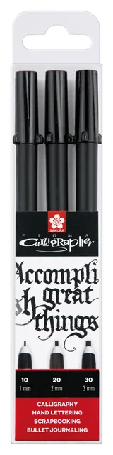 Kalligrafiepen Sakura Calligrapher 3 stuks zwart