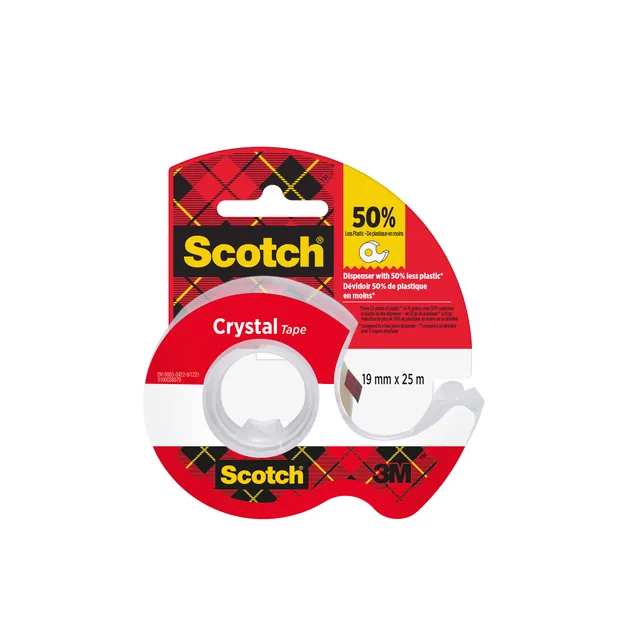 Plakband Scotch Crystal 600 19mmx25m tr + handdisp