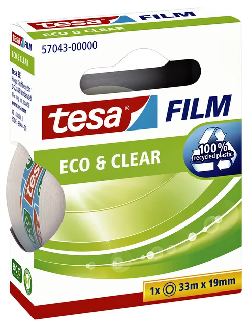 Plakband tesafilm Eco  Clear 33mx19mm transparant
