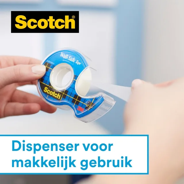Plakband Scotch 19mmx16.5m Wall Safe + handdisp