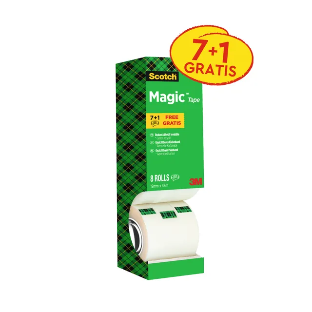 Plakband Scotch Magic 810 19mmx33m mat 7+1