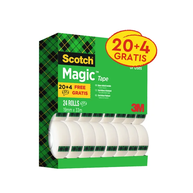 Plakband Scotch Magic 810 19mmx33m mat 20+4