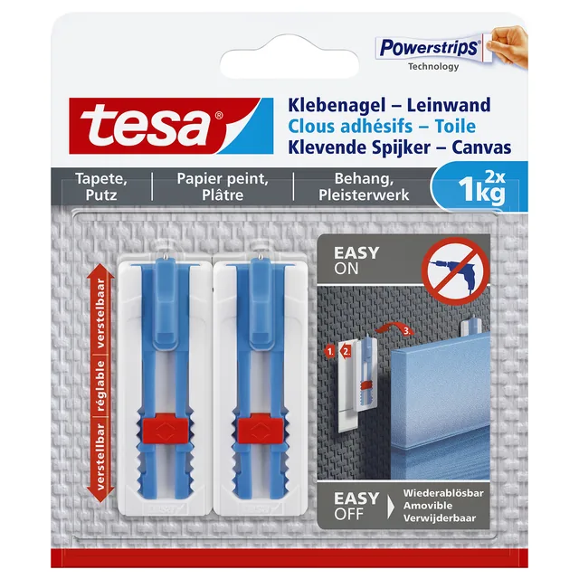 Klevende spijker tesa canvas behang 1kg wit