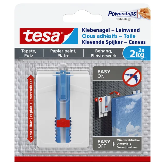 Klevende spijker tesa canvas behang 2kg wit