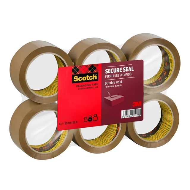 Verpakkingstape Scotch Secure 50mmx66m bruin 6rol