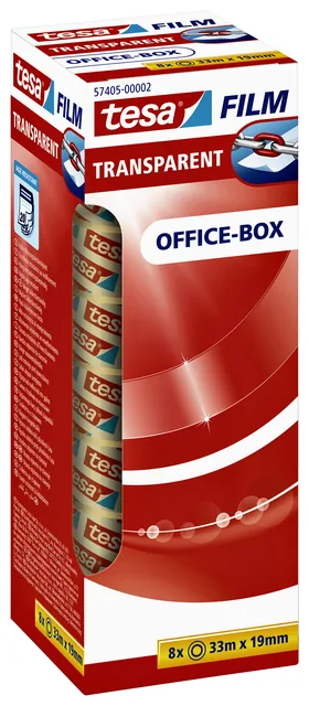 Plakband tesafilm 33mx19mm transparant 8 rol