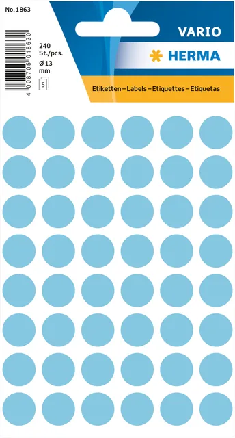 Etiket HERMA 1863 rond 12mm blauw 240st