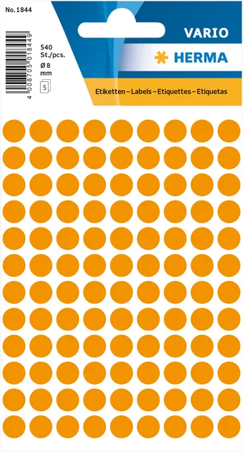 Etiket HERMA 1844 rond 8mm fluor oranje 540st