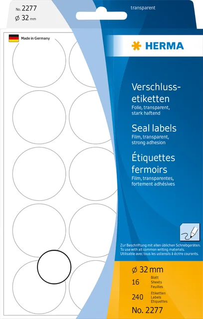 Etiket HERMA 2277 rond 32mm transparant 240st