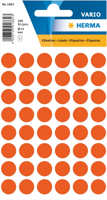 Etiket HERMA 1862 rond 12mm rood 240st