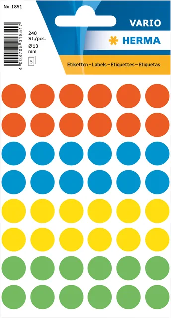 Etiket HERMA 1851 rond 12mm assorti 240st