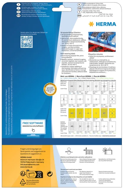 Etiket HERMA 8029 99.1x42.3mm folie 300st geel