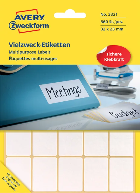 Etiket Avery 3321 32x23mm wit 560st