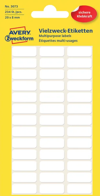 Etiket Avery 3073 20x8mm wit 234st